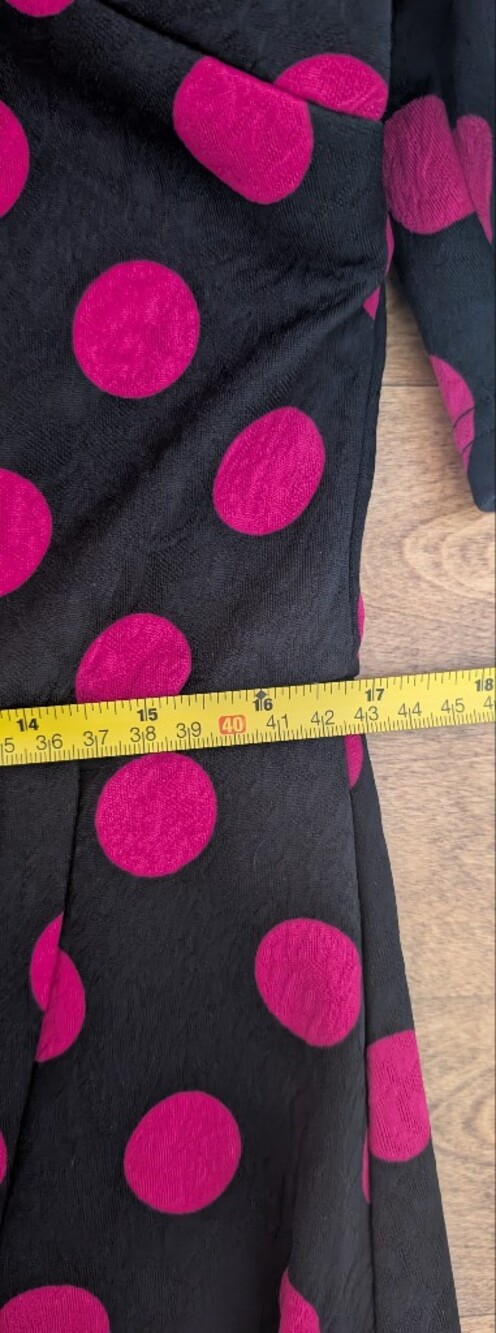 Suzy Shier Black Dress with Bright Pink Polka Dots - Picture 9 of 9